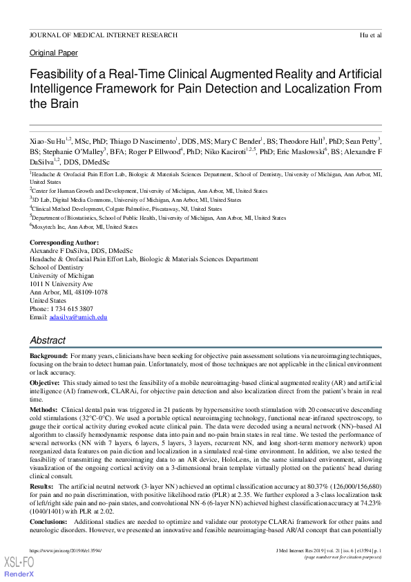 (PDF) Feasibility of a Real-Time Clinical Augmented Reality and ...