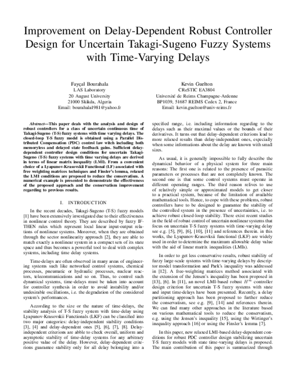 (PDF) Improvement on Delay-Dependent Robust Controller Design for ...