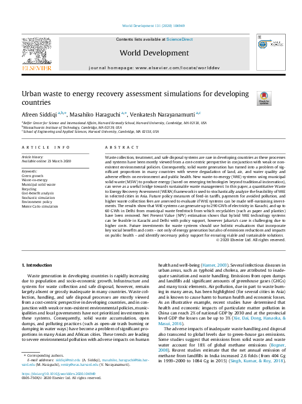 (PDF) Urban waste to energy recovery assessment simulations for ...