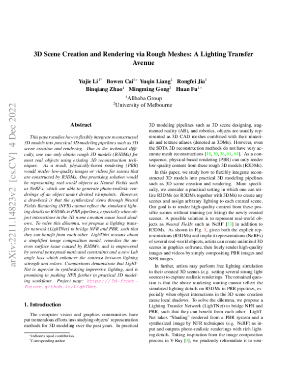 (PDF) 3D Scene Creation and Rendering via Rough Meshes: A Lighting ...