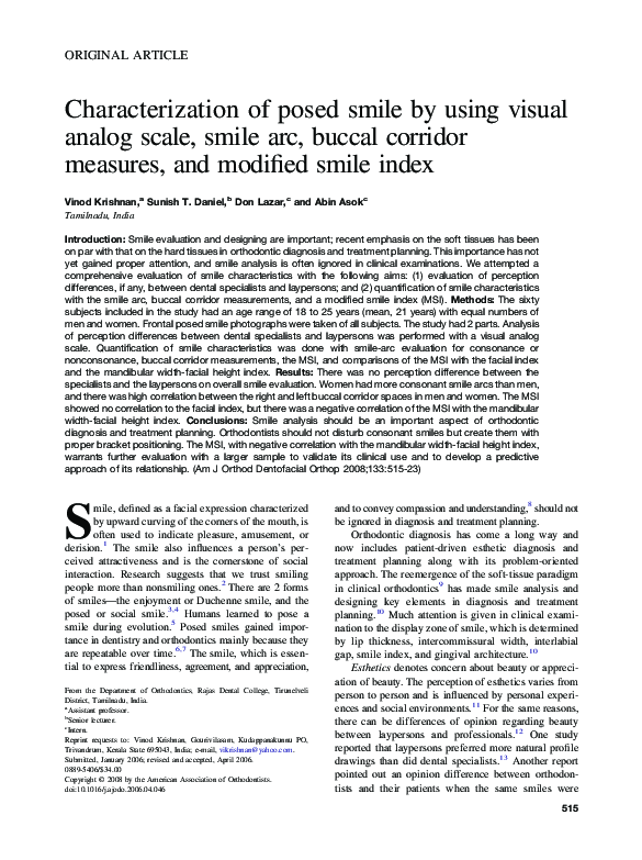 (PDF) Characterization of posed smile by using visual analog scale ...