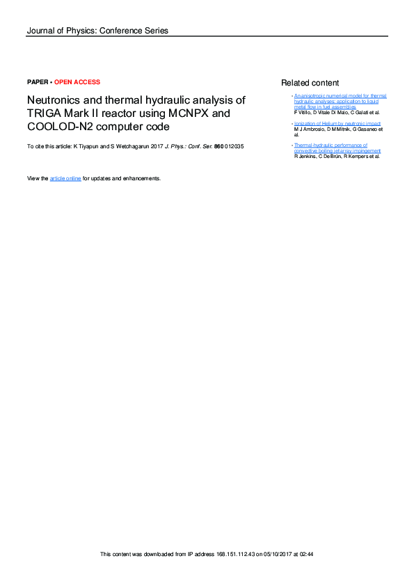 (PDF) Neutronics and thermal hydraulic analysis of TRIGA Mark II ...