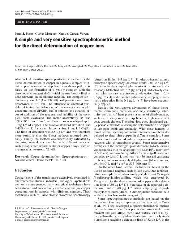 (PDF) A simple and very sensitive spectrophotometric method for the ...
