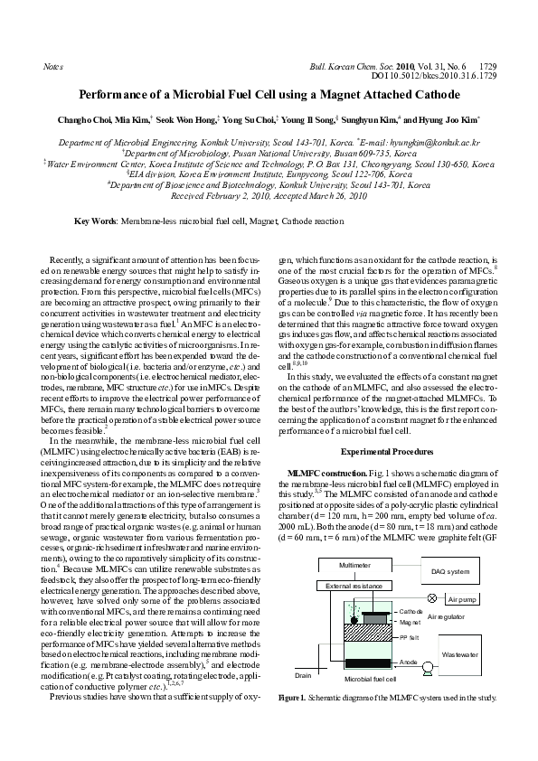 (PDF) Performance of a Microbial Fuel Cell using a Attached