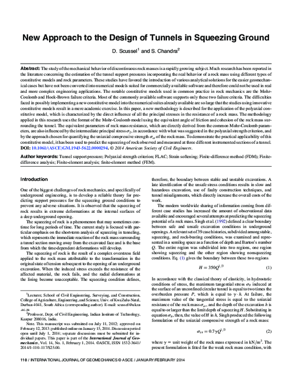 (PDF) New Approach to the Design of Tunnels in Squeezing Ground