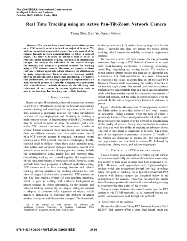 (PDF) Real time tracking using an active pan-tilt-zoom network camera