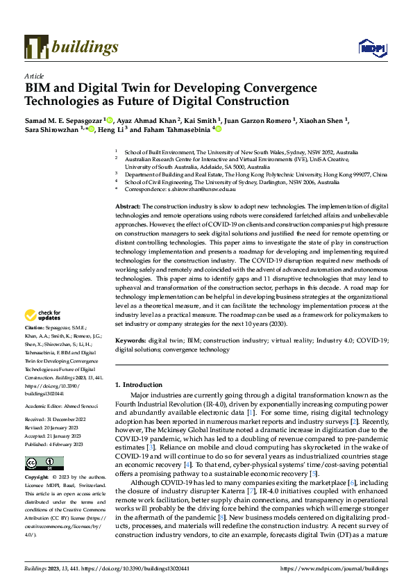 (PDF) BIM and Digital Twin for Developing Convergence Technologies as ...
