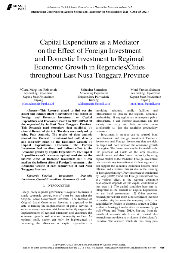 (PDF) Capital Expenditure as a Mediator on the Effect of Foreign ...