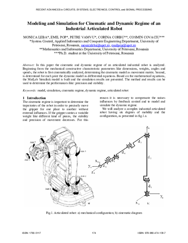 (PDF) Modeling and simulation for cinematic and dynamic regime of an ...