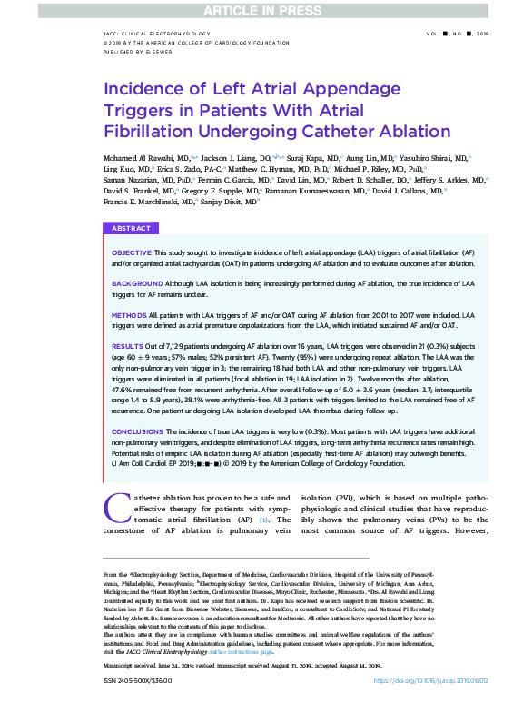 (PDF) Incidence of Left Atrial Appendage Triggers in Patients With ...