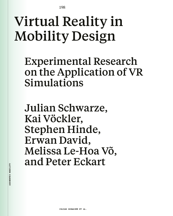 (PDF) Virtual Reality in Mobility Design: Experimental Research on the ...