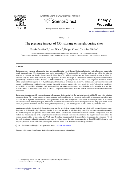 (PDF) The pressure impact of CO2 storage on neighbouring sites