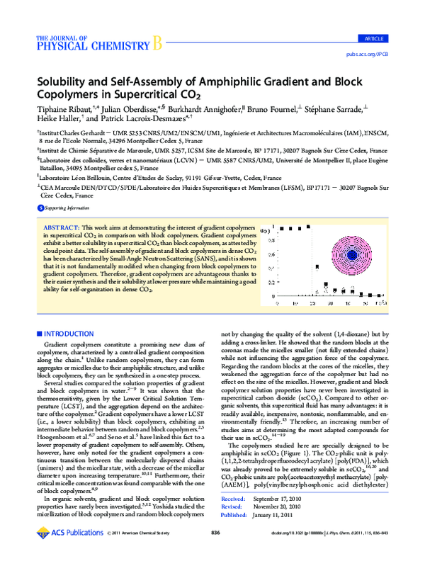 (PDF) Solubility and Self-Assembly of Amphiphilic Gradient and Block ...
