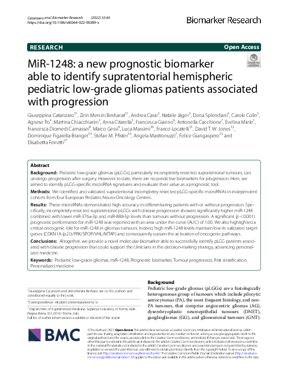 (PDF) MiR-1248: a new prognostic biomarker able to identify ...