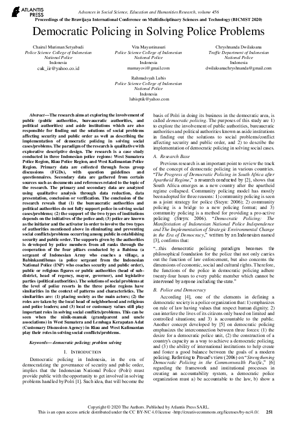 (PDF) Democratic Policing in Solving Police Problems