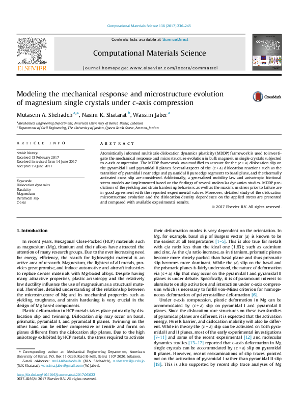 (PDF) Modeling the mechanical response and microstructure evolution of ...