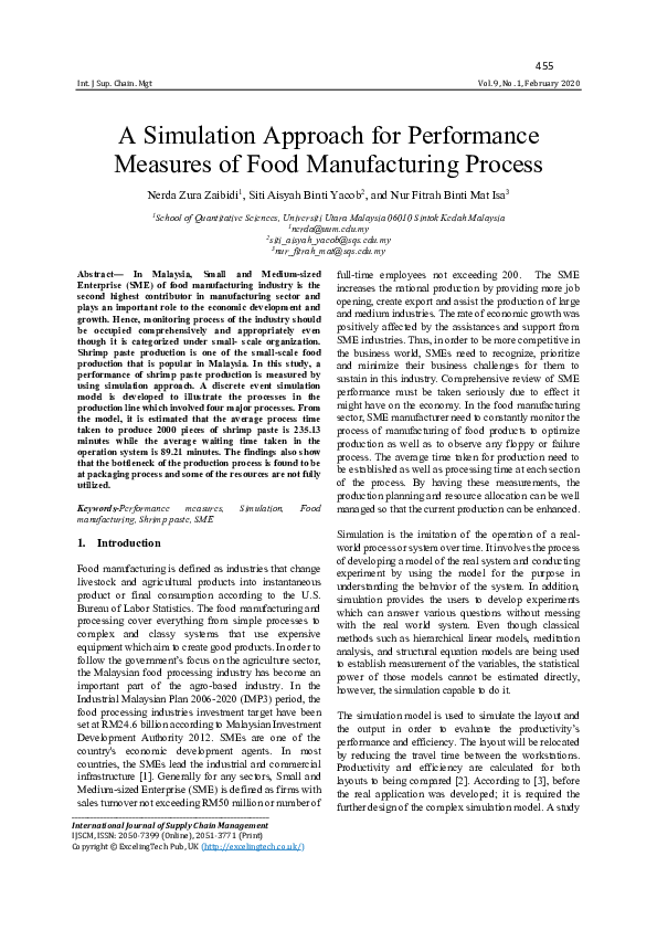 (PDF) A Simulation Approach for Performance Measures of Food ...