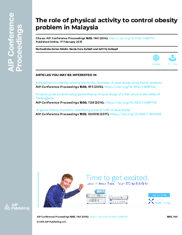 (PDF) The role of physical activity to control obesity problem in Malaysia