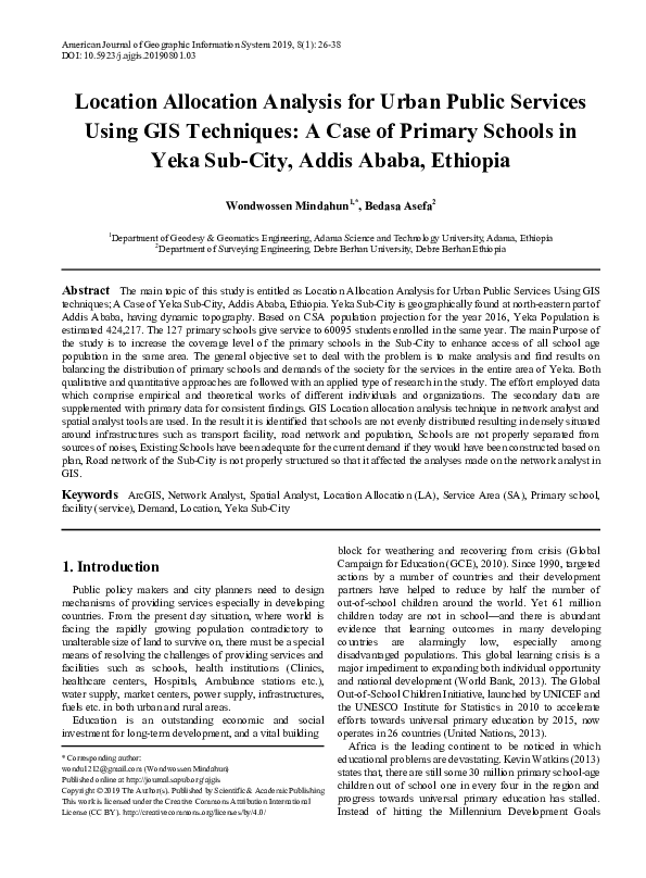 (PDF) Location Allocation Analysis for Urban Public Services Using GIS ...
