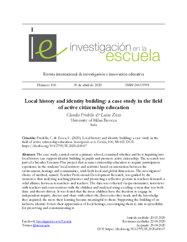 (PDF) Local history and identity building: a case study in the field of ...