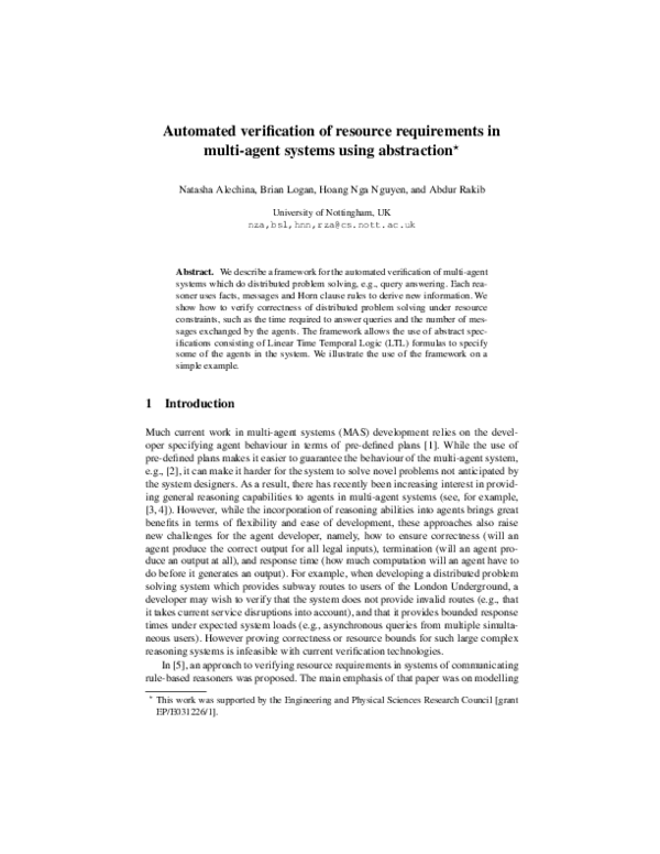 (PDF) Automated Verification of Resource Requirements in Multi-Agent ...