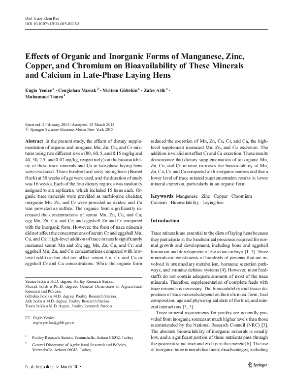 (PDF) Effects of Organic and Inorganic Forms of Manganese, Zinc, Copper ...
