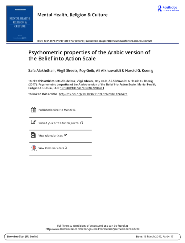 (PDF) The Psychometric Properties of the Arabic Version of the ...