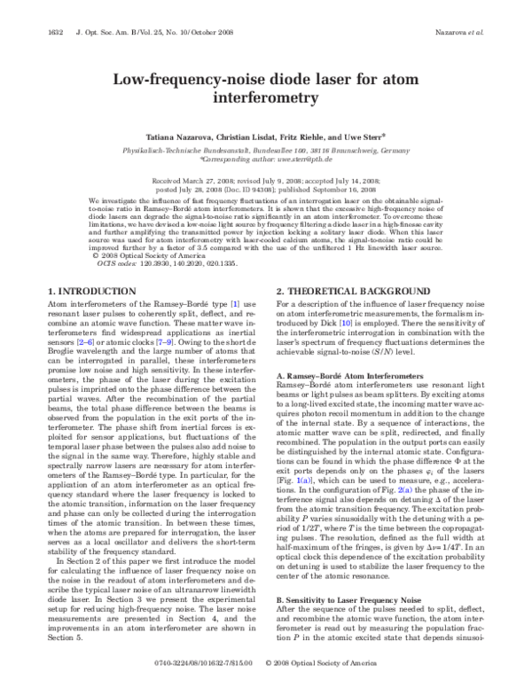 (PDF) Low-frequency-noise diode laser for atom interferometry