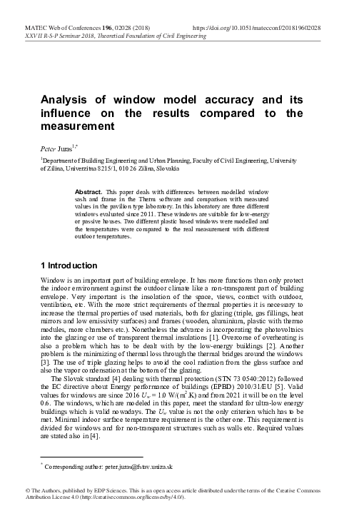 (PDF) Analysis of window model accuracy and its influence on the ...