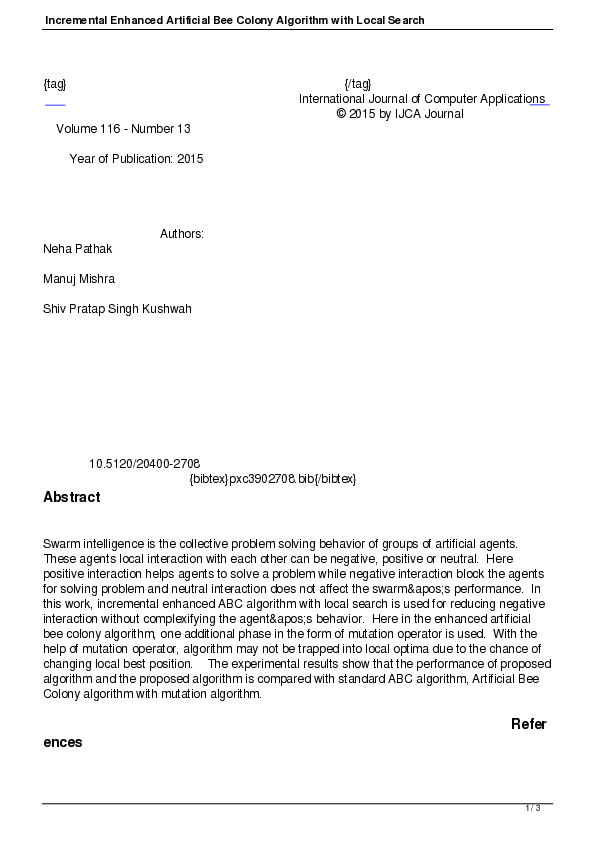 (PDF) Incremental Enhanced Artificial Bee Colony Algorithm with Local ...