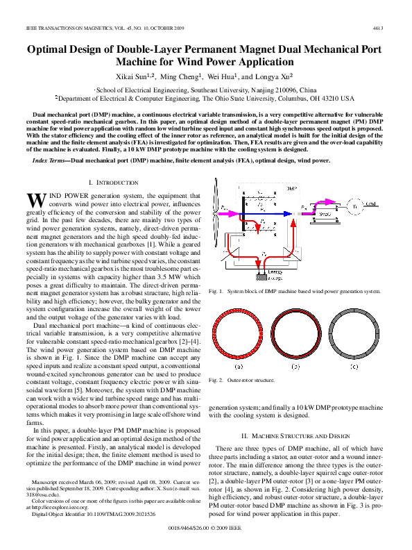 (PDF) Optimal Design of Double-Layer Permanent Magnet Dual Mechanical ...