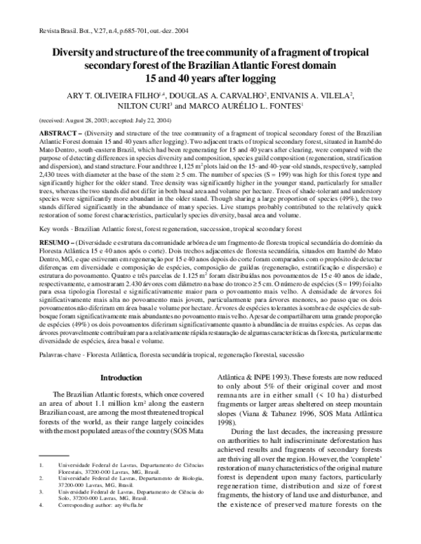 (PDF) Diversity and structure of the tree community of a fragment of ...