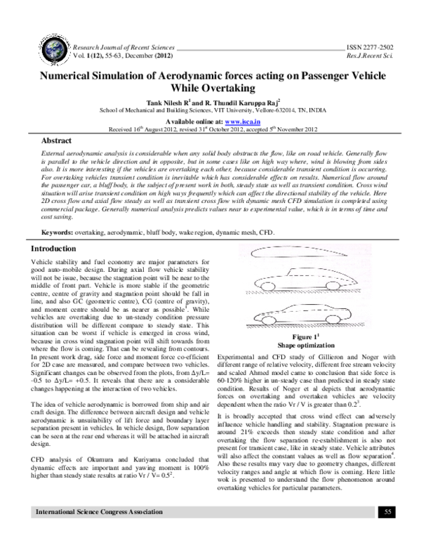 (PDF) Numerical Simulation of Aerodynamic forces acting on Passenger ...