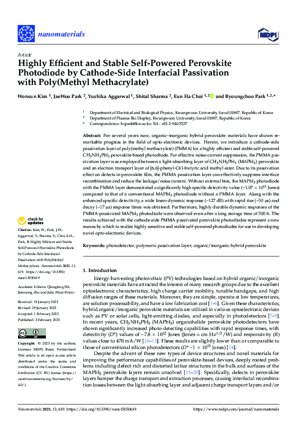 (PDF) Highly Efficient and Stable Self-Powered Perovskite Photodiode by ...