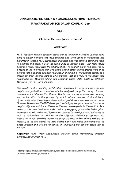 (PDF) DINAMIKA ISU REPUBLIK MALUKU SELATAN (RMS) TERHADAP MASYARAKAT ...