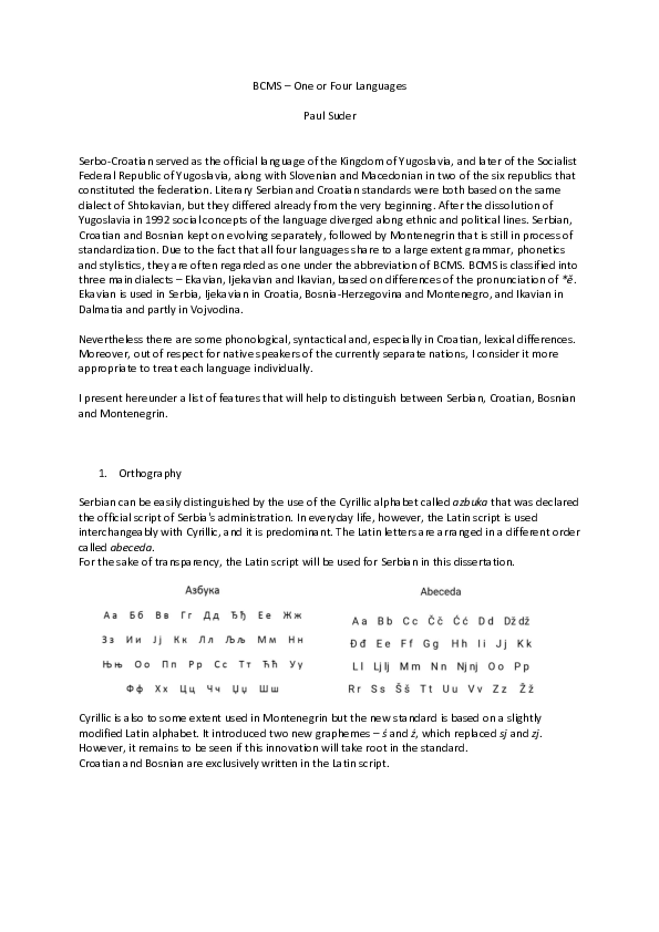 (PDF) BCMS - One or Four Languages