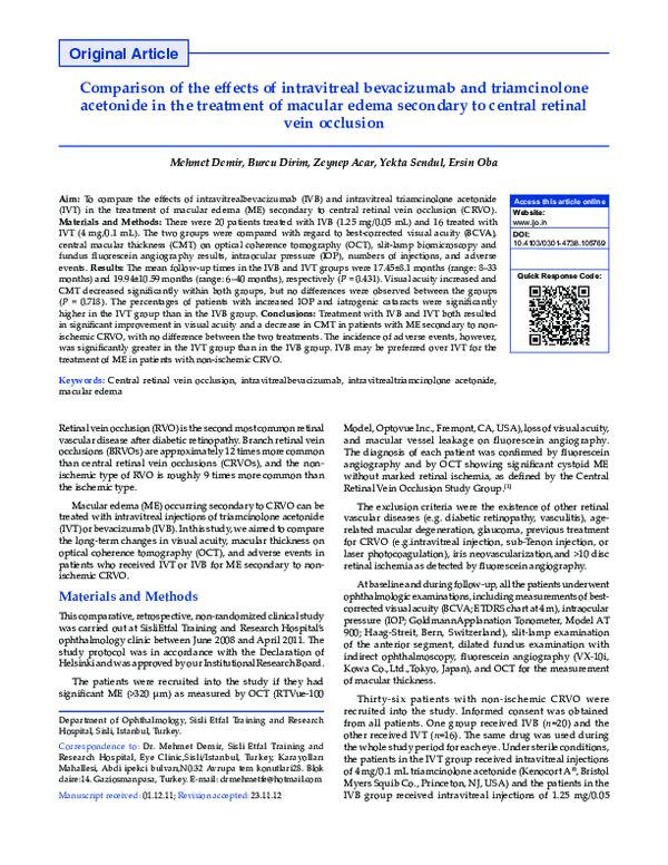 (PDF) Comparison of the effects of intravitreal bevacizumab and ...