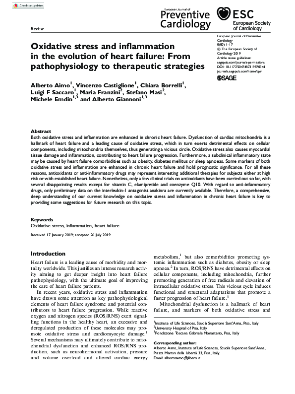 (PDF) Oxidative stress and inflammation in the evolution of heart ...
