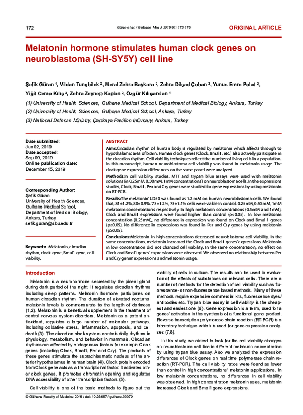 (PDF) Melatonin hormone stimulates human clock genes on neuroblastoma ...