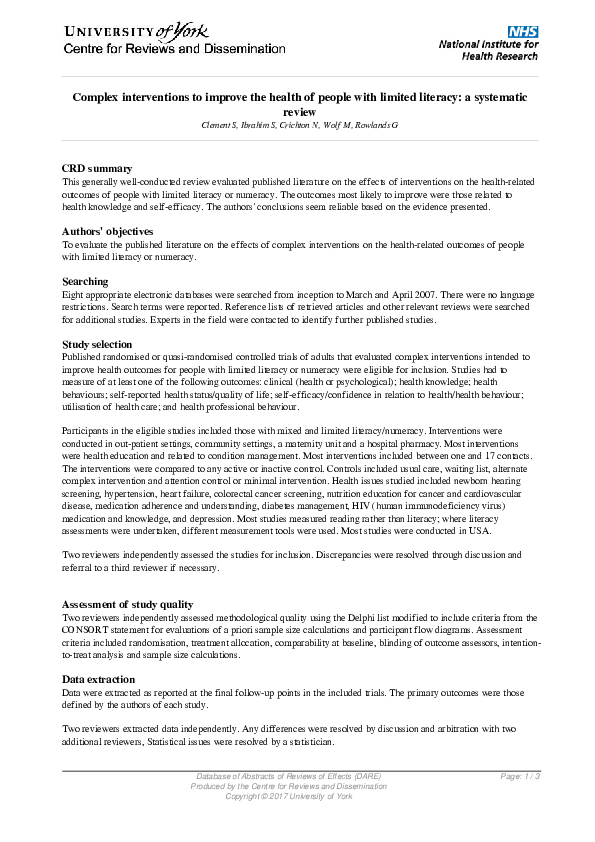 (PDF) Complex interventions to improve the health of people with ...