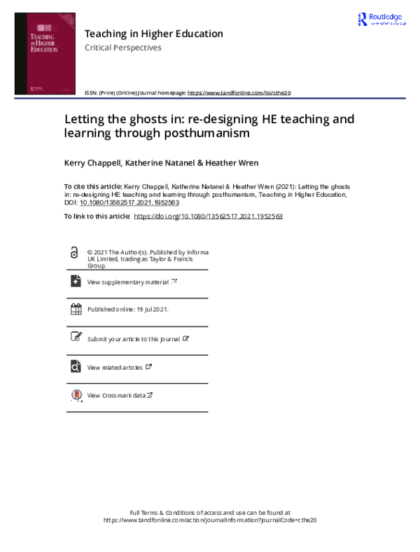 (PDF) Letting the ghosts in redesigning HE teaching and learning