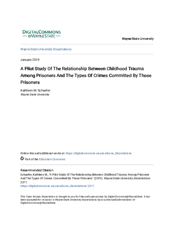 (PDF) A Pilot Study Of The Relationship Between Childhood Trauma Among