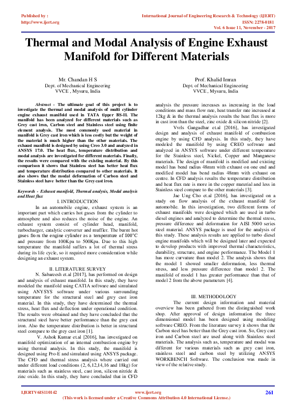 (PDF) Thermal and Modal Analysis of Engine Exhaust Manifold for ...