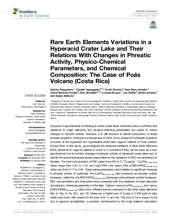 (PDF) Rare Earth Elements Variations in a Hyperacid Crater Lake and ...