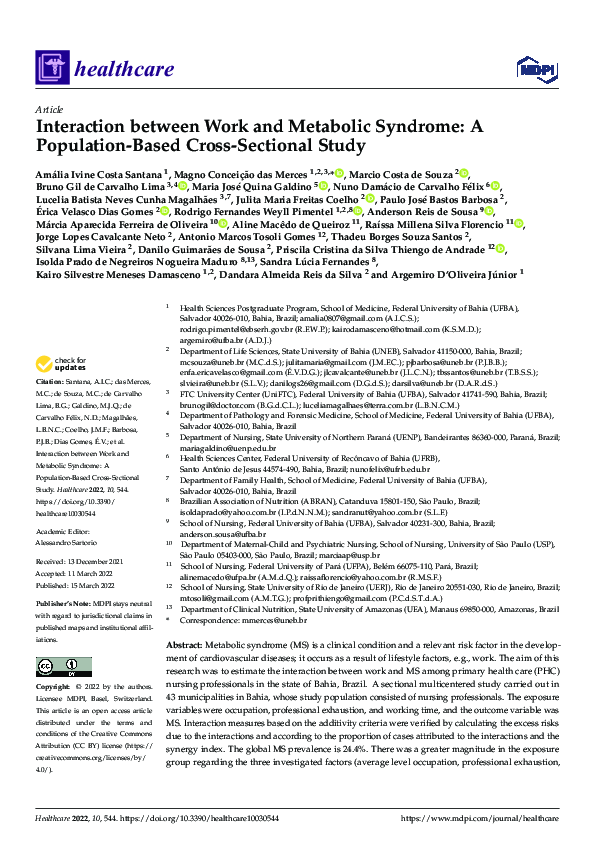 (PDF) Interaction between Work and Metabolic Syndrome: A Population ...