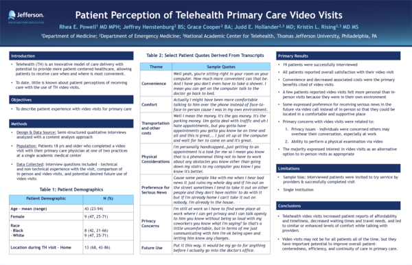 (PDF) Patient Perceptions of Telehealth Primary Care Video Visits