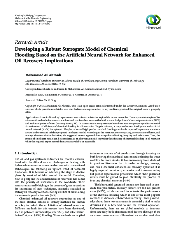 (PDF) Developing a Robust Surrogate Model of Chemical Flooding Based on ...