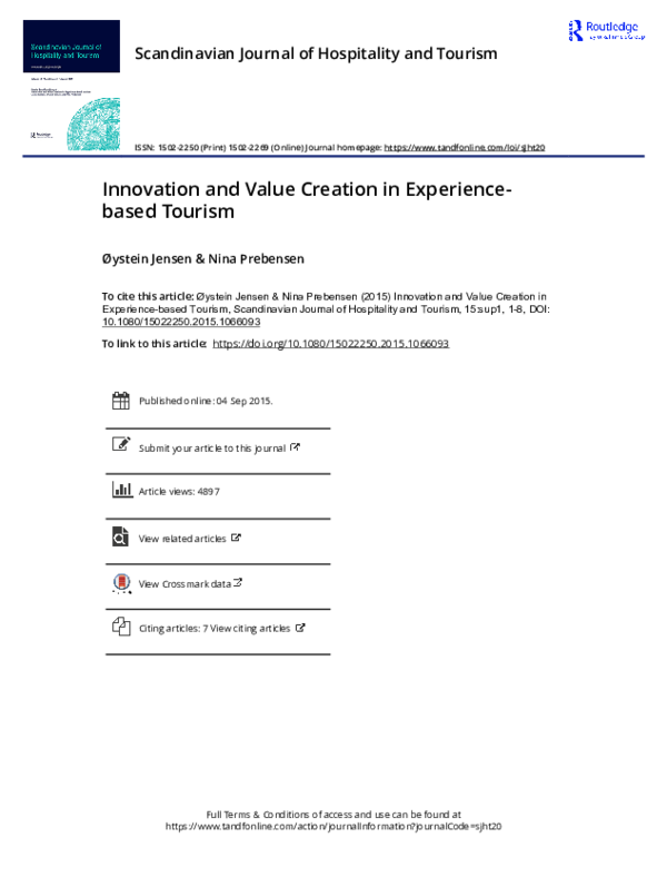 (PDF) Innovation and Value Creation in Experience-based Tourism