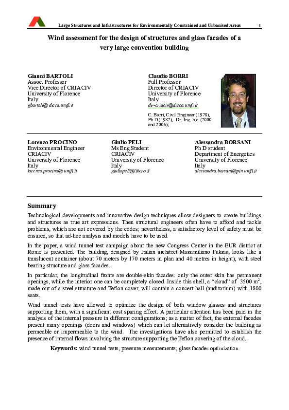 (PDF) Wind assessment for the design of structures and glass facades of ...