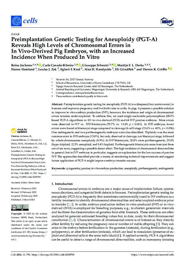 (PDF) Preimplantation Genetic Testing for Aneuploidy (PGT-A) Reveals ...